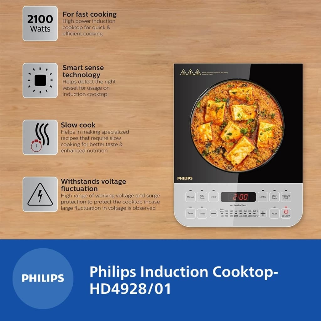 PHILIPS 2100 W Induction Cooktop Push Button
