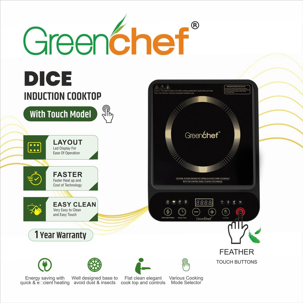 Greenchef 2000 W Induction Cooktop Touch Panel