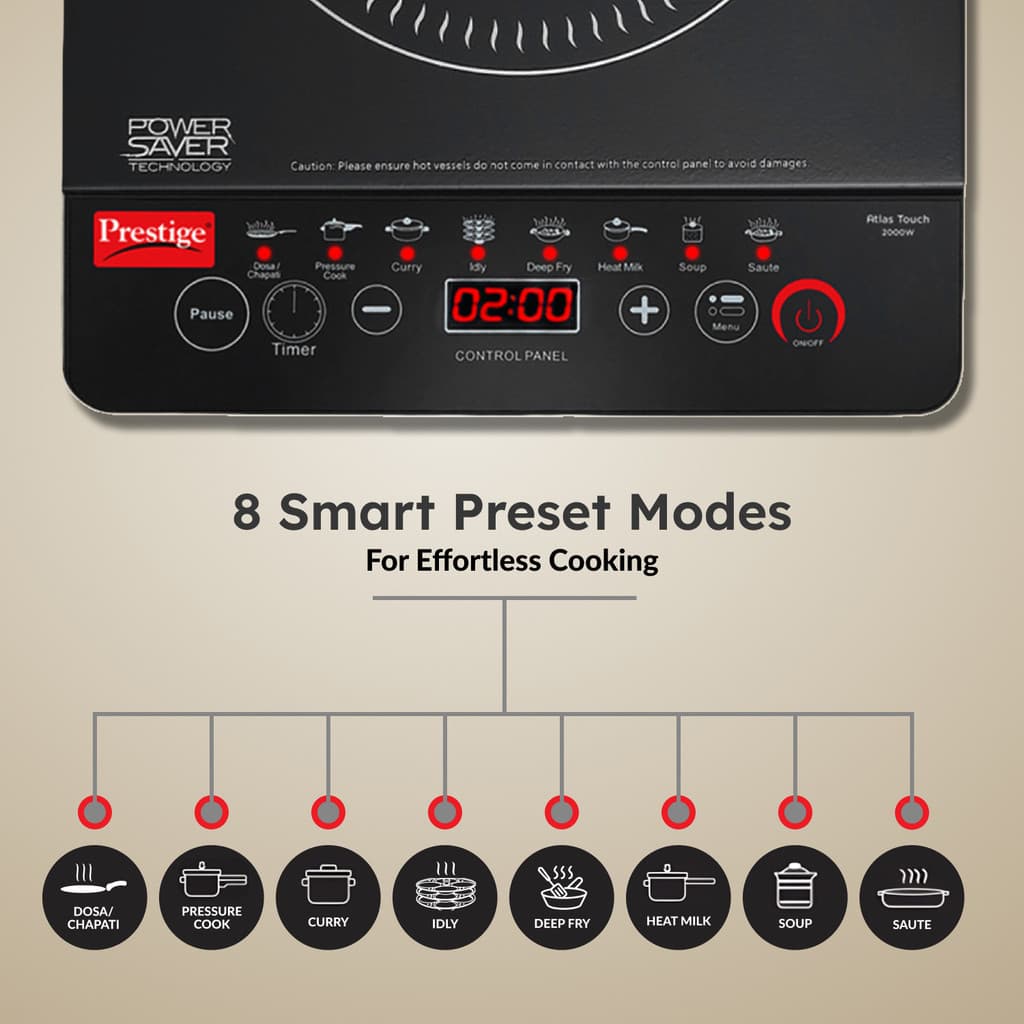 Prestige 2000 W Induction Cooktop Touch Panel