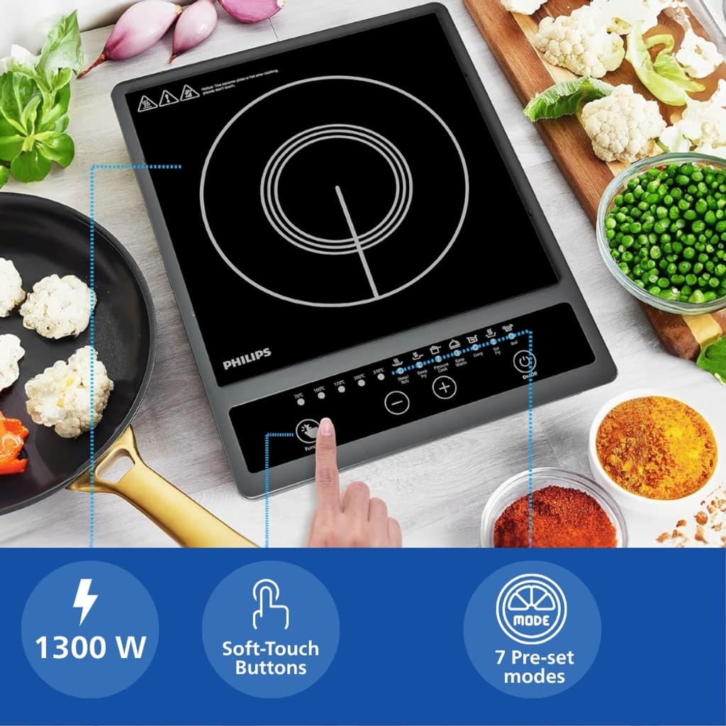 PHILIPS 1300 W Induction Cooktop Push Button