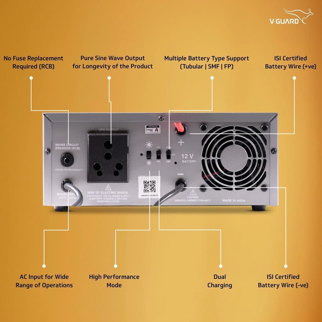 V-Guard 1000 VA Smart Pro 1200s Solar Inverter with Mobile App Control with 3 Year Warranty Solar Compatible Pure Sine Wave Inverter
