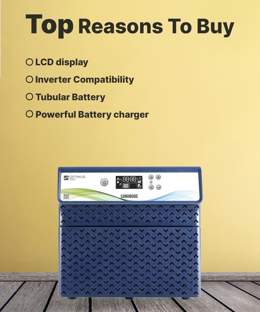 LUMINOUS 2000 VA Optimus 2300+/24V with 36 Months Warranty Pure Sine Wave Inverter