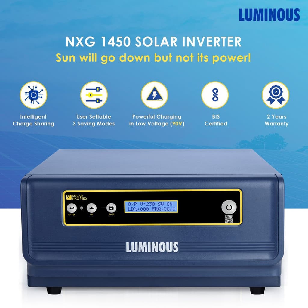 LUMINOUS 1100 VA NXG 1450e with 36 Months Warranty Solar Compatible Pure Sine Wave Inverter