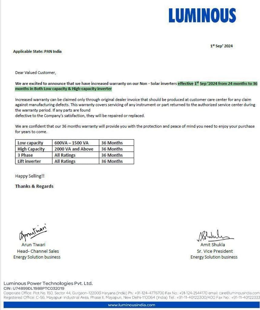 LUMINOUS 2000 VA Optimus 2300+/24V with 36 Months Warranty Pure Sine Wave Inverter