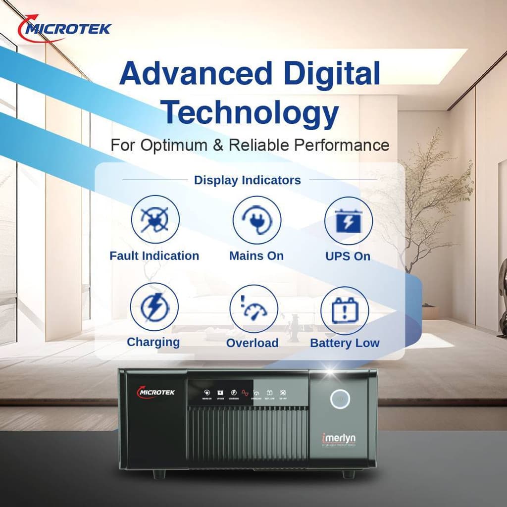 Microtek 700 VA iMERLYN UPS 850 12V DG with 2 Year Warranty Solar Compatible Square Wave Inverter