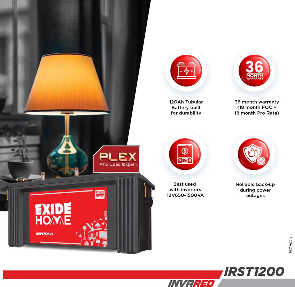 EXIDE 36 Months Warranty Tubular Inverter Battery