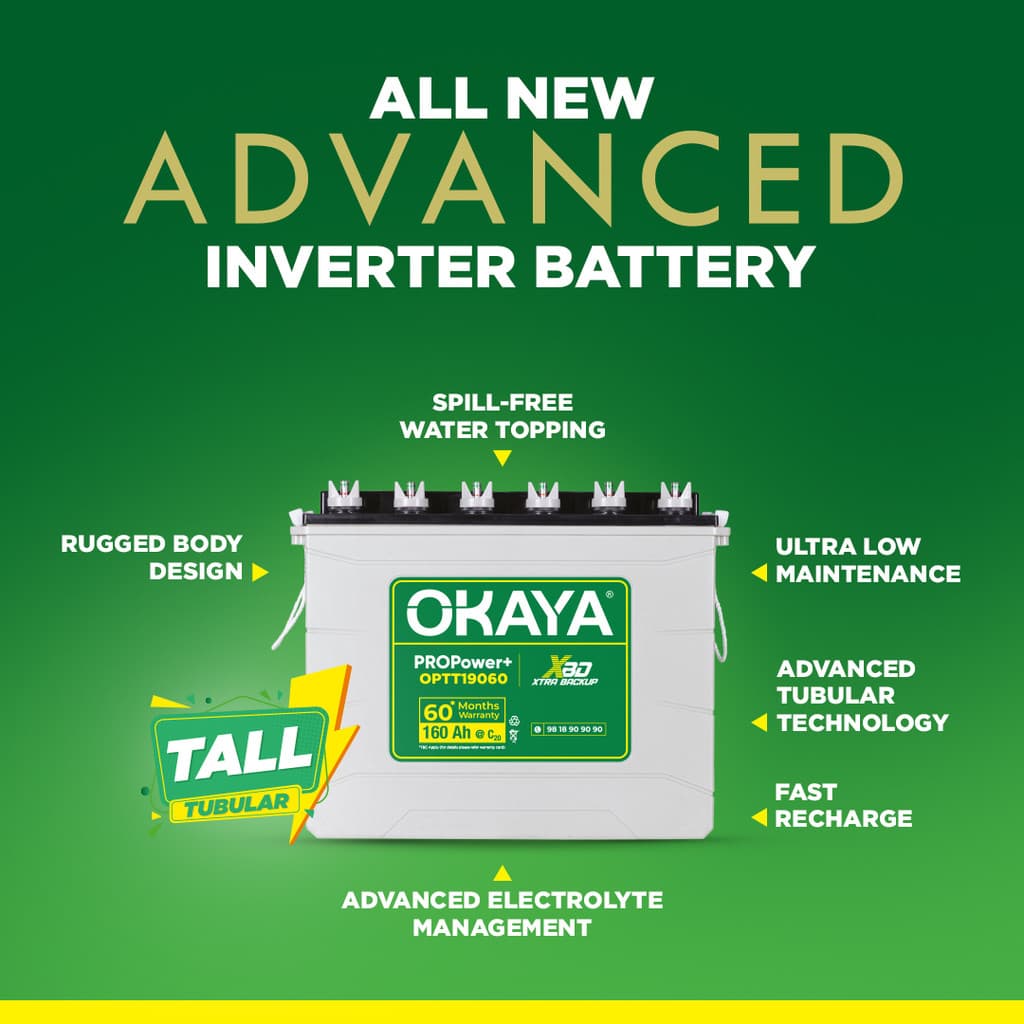 OKAYA 36 Months Warranty Tubular Inverter Battery