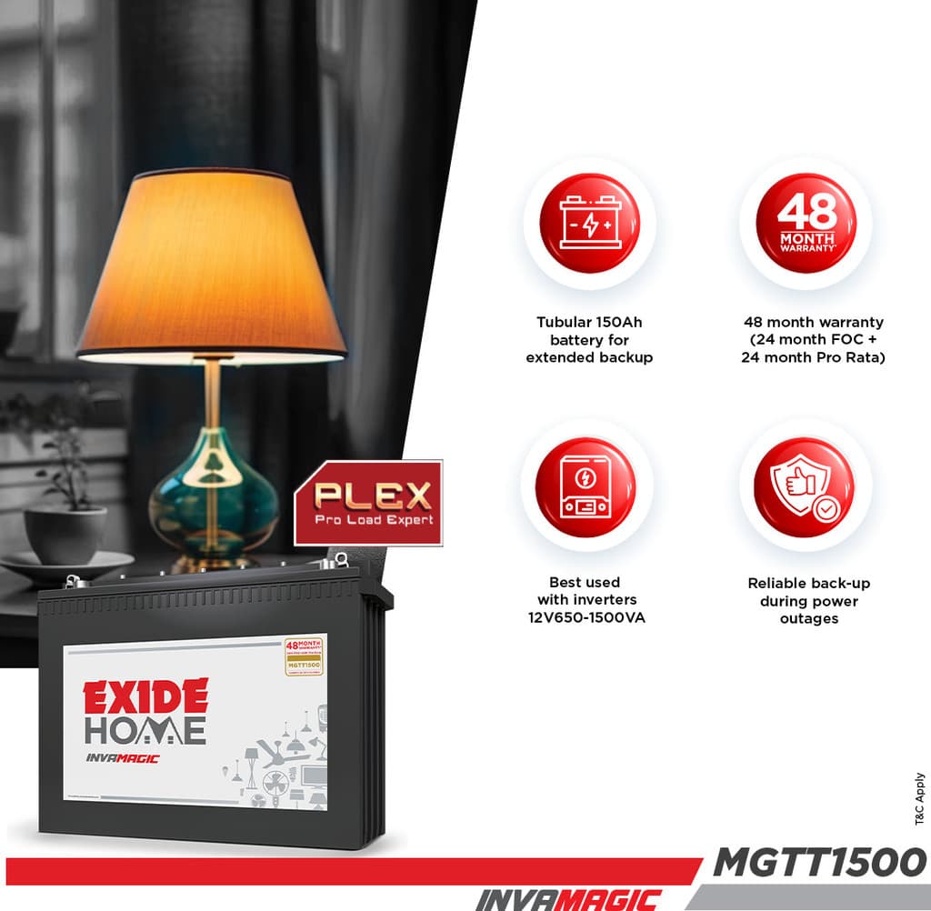 EXIDE 48 Months Warranty Tubular Inverter Battery