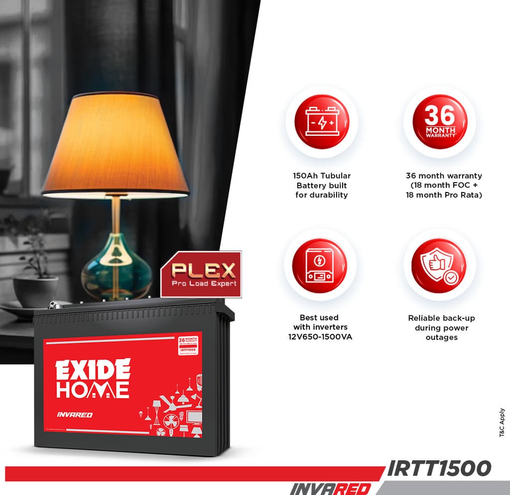 EXIDE 36 Months Warranty Tubular Inverter Battery
