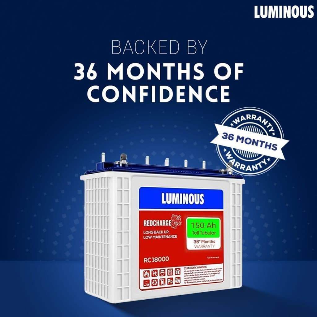 LUMINOUS 36 Months Warranty Tubular Inverter Battery