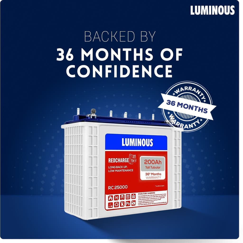 LUMINOUS 36 Months Warranty Tubular Inverter Battery