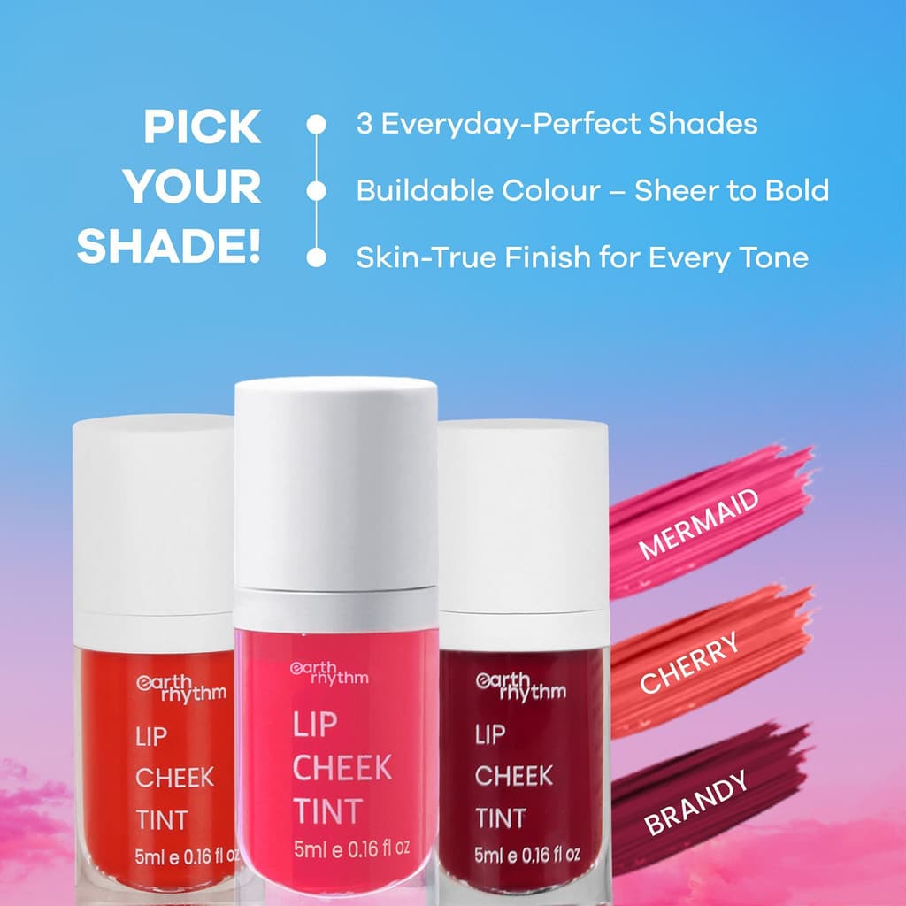 Earth Rhythm Lip & Cheek Tint- Mermaid, Nourishes & Hydrates Dry Chapped Lips with Vitamin E Mermaid