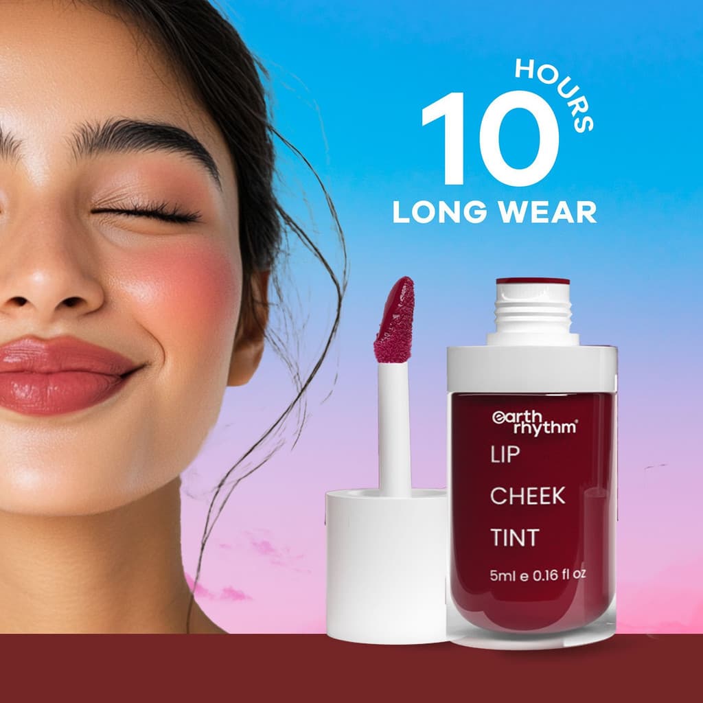 Earth Rhythm Lip & Cheek Tint- Brandy, Nourishes & Hydrates Dry Chapped Lips with Vitamin E Brandy