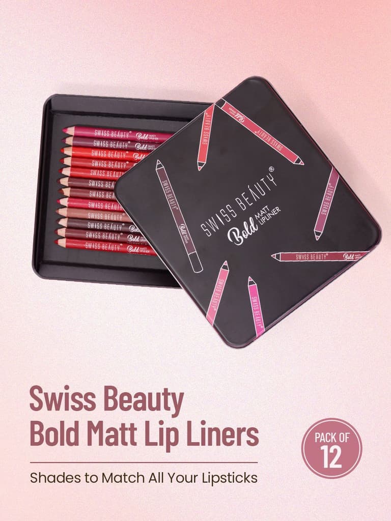 SWISS BEAUTY Bold Matte Lipliner Pack Of 12 PCS