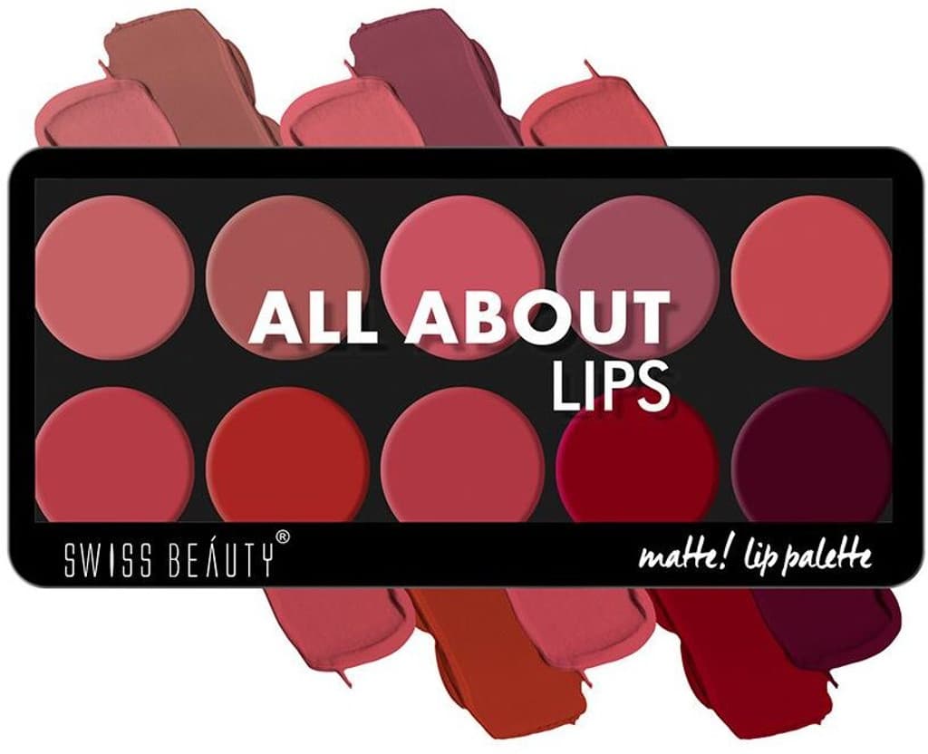 SWISS BEAUTY All About Lip Palette | 10 Pigmented Shades | Creamy Matte | Travel
