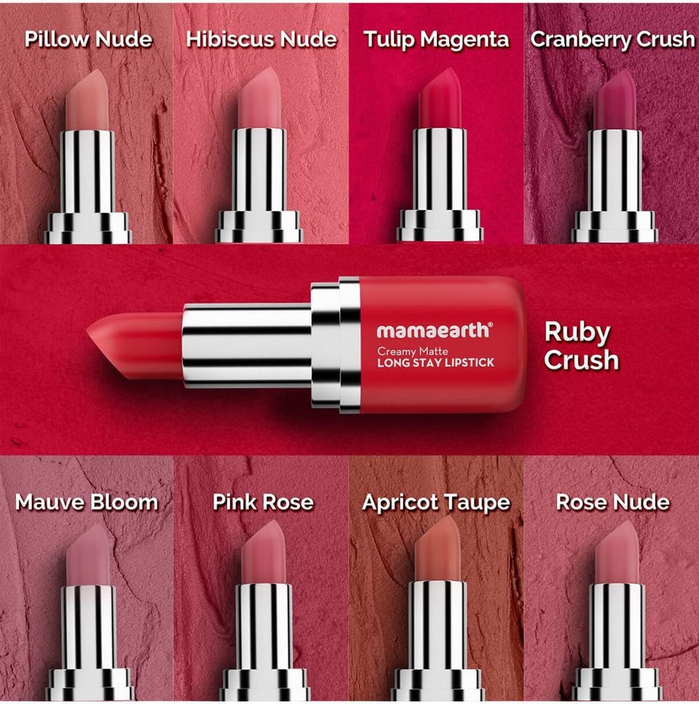 Mamaearth Creamy Matte Long Stay Lipstick with Murumuru Butter and Vitamin E