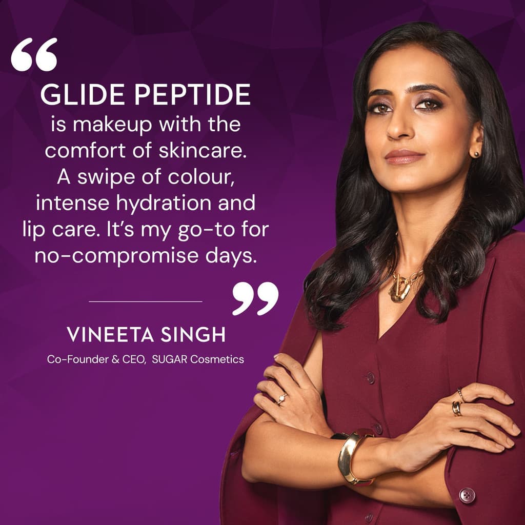 SUGAR Cosmetics Glide Peptide Serum Lipstick | Hyaluronic Acid & Vitamin E | Velvet Matte Finish