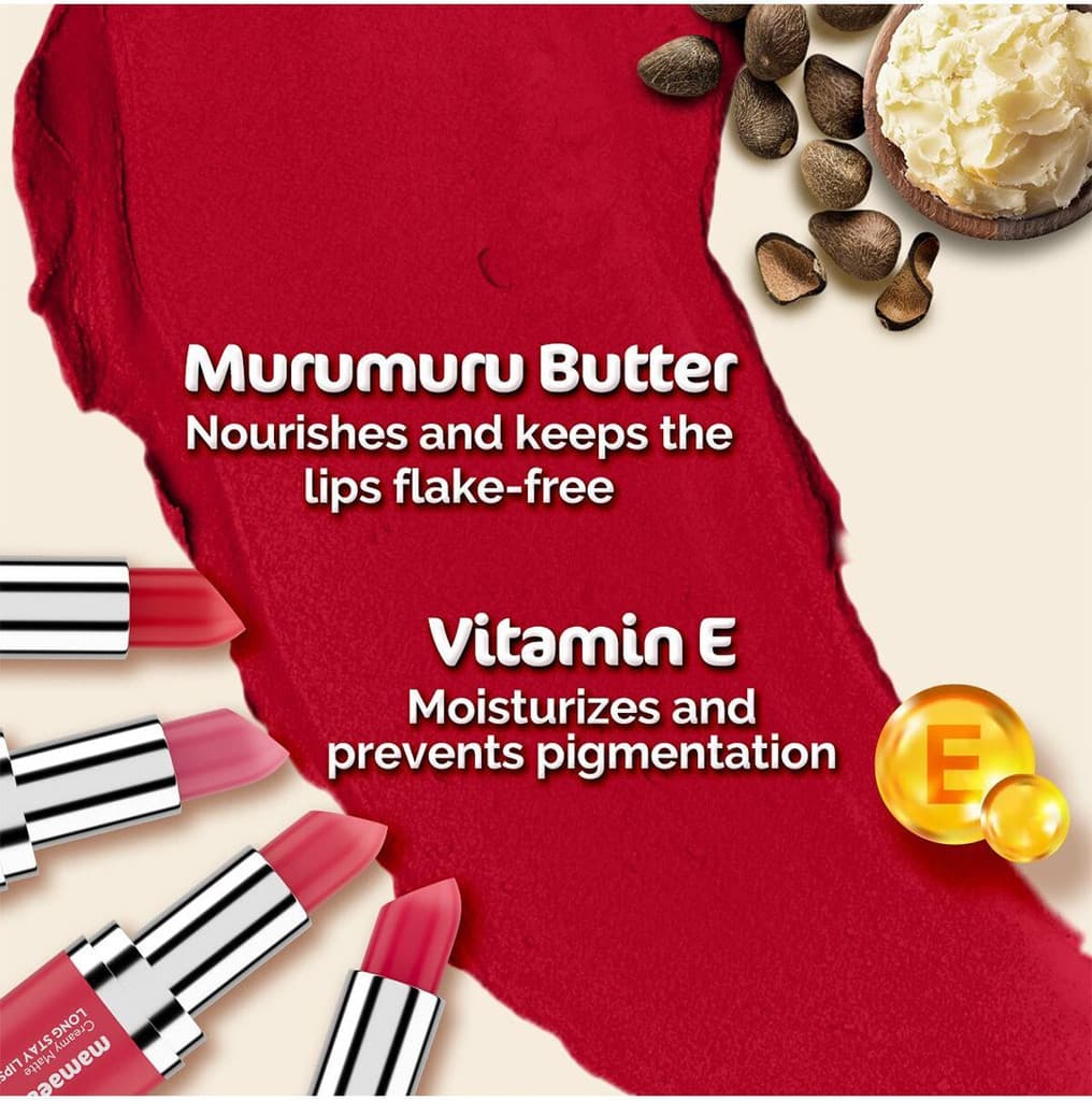 Mamaearth Creamy Matte Long Stay Lipstick with Murumuru Butter and Vitamin E