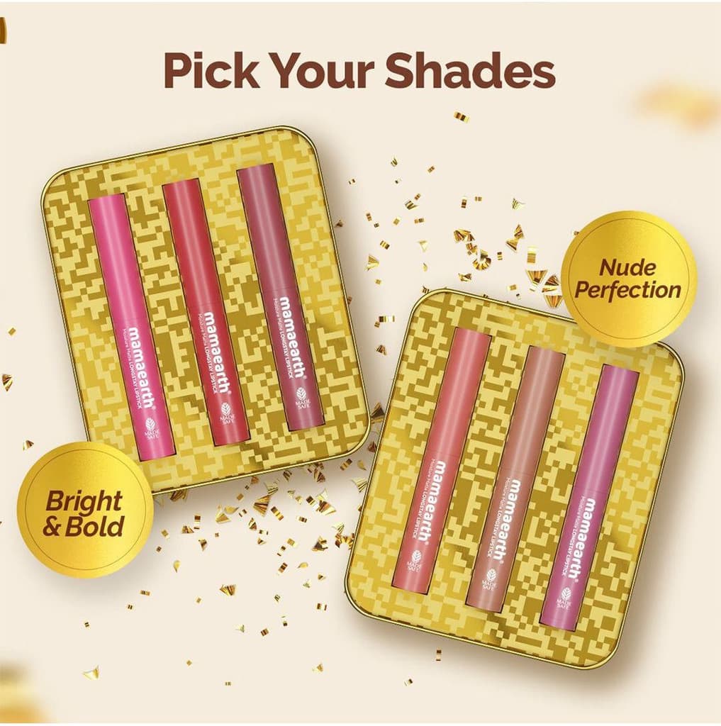 Mamaearth Moisture Matte Long Stay Lipstick Gift Set - Bright and Bold