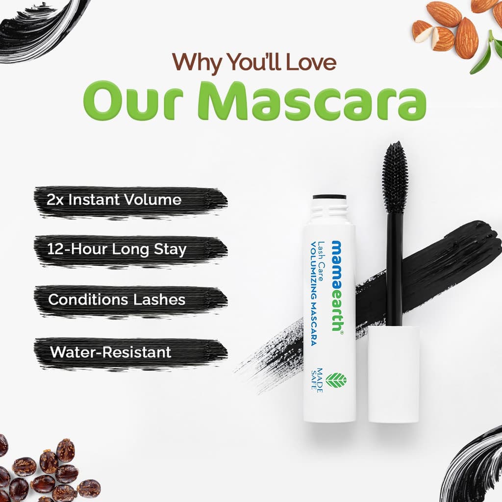 Mamaearth Lash Care Volumizing Mascara with Castor Oil & Almond Oil for 2X Instant Volume 13 g