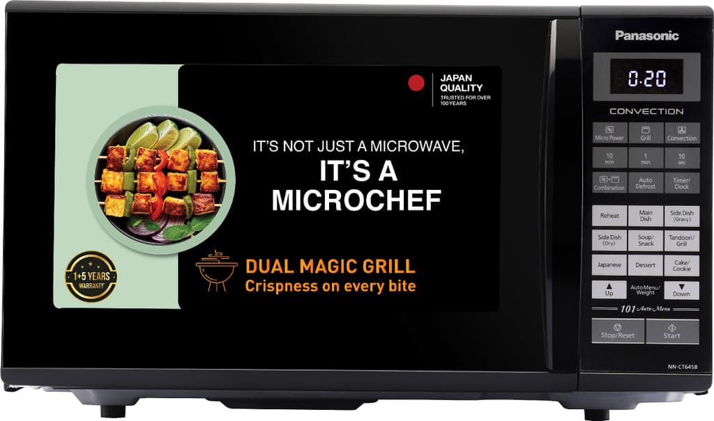Panasonic 27 L Black Mirror, Heat , stainless steel cavity, Magic Grill Solo Microwave Oven