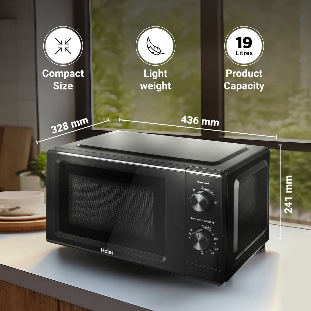 Haier 19 L Inverter Technology, Light Weight, Defrost, 5 Power Levels Solo Microwave Oven