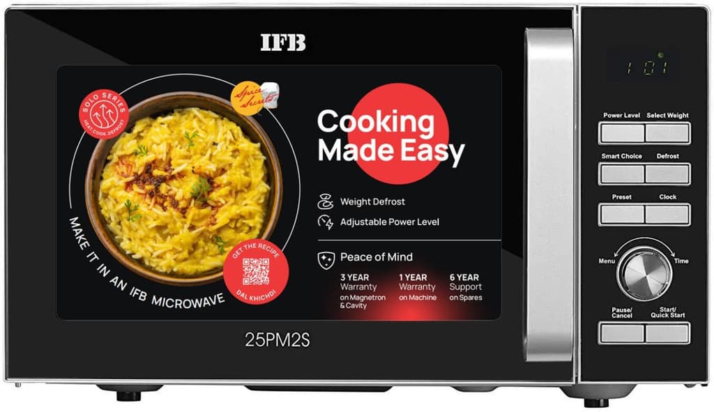 IFB 25 L 61 Auto Cook Menus, Mug Recipes, Steam Clean, Auto Reheat, Preset Timer, Power Save, Child Safety Lock, 5 Power Levels Solo Microwave Oven