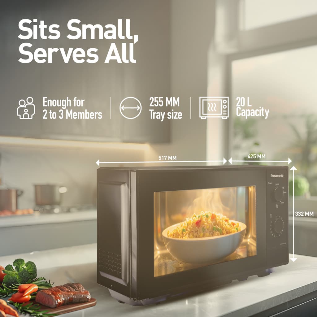 Panasonic 20 L Epoxy Gray Cavity Coating, Auto Cook Recipes Solo Microwave Oven