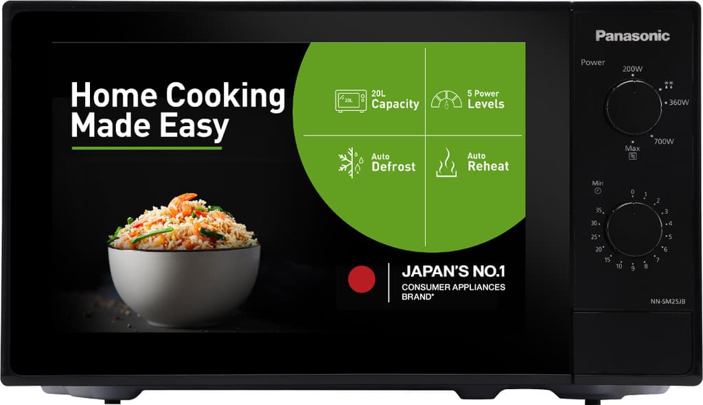 Panasonic 20 L Epoxy Gray Cavity Coating, Auto Cook Recipes Solo Microwave Oven