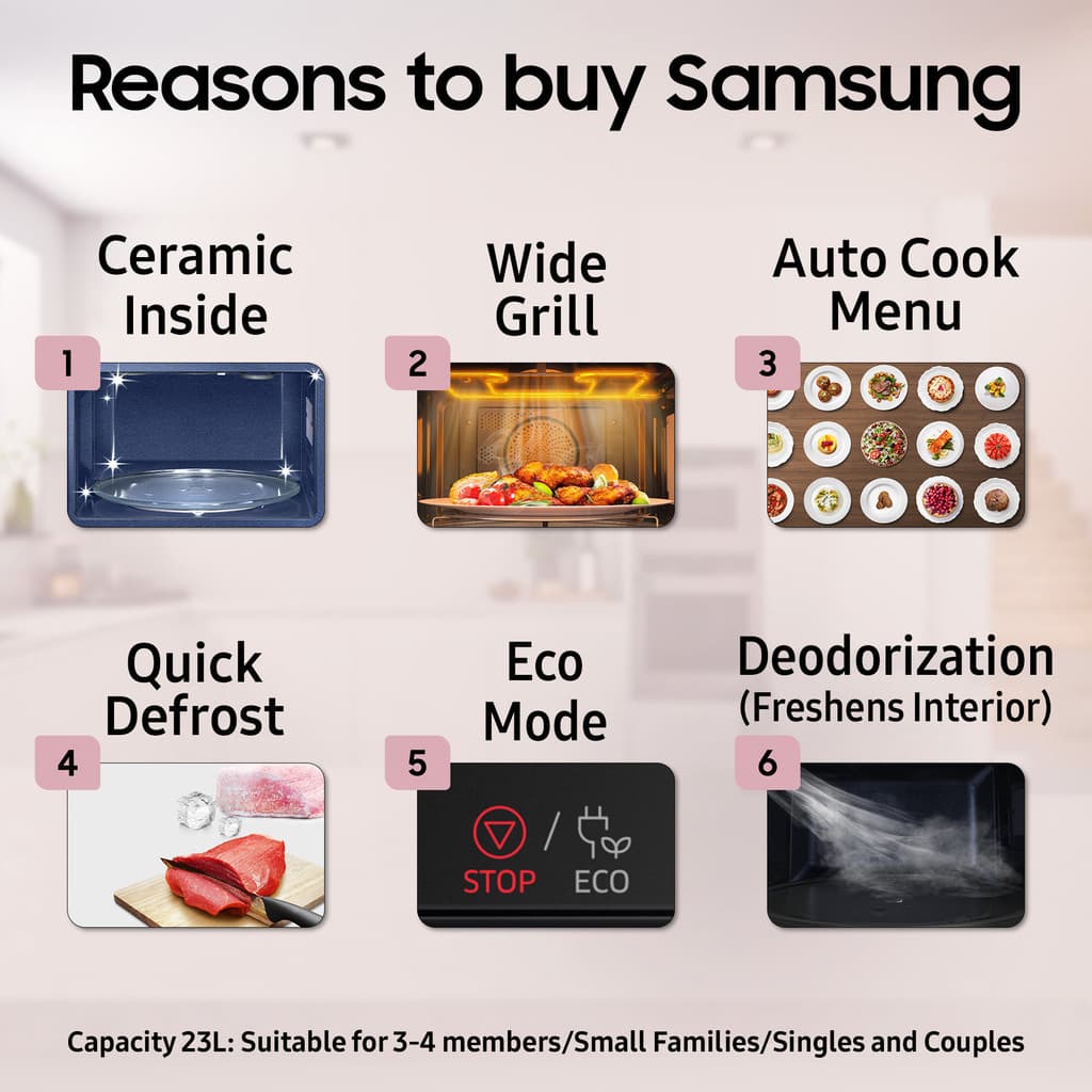 Samsung 23 L Ceramic cavity, Keep warm Grill Microwave Oven