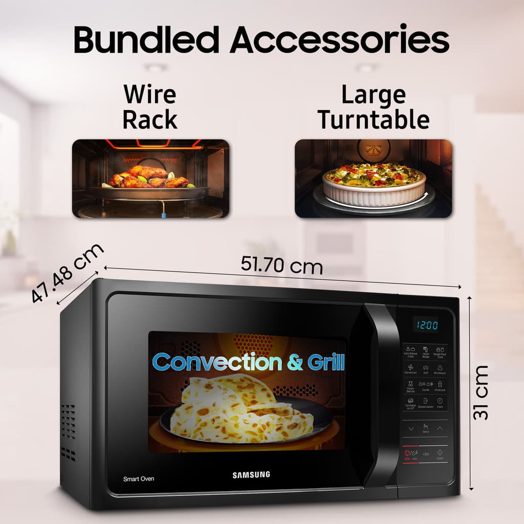 Samsung 28 L Curd Making, Pre heat, Eco Mode, Power Defrost, Auto Cook Convection Microwave Oven