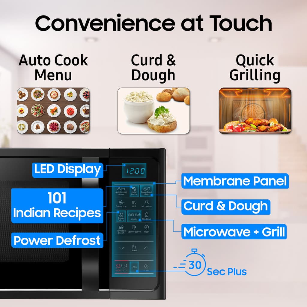 Samsung 28 L Curd Making, Pre heat, Eco Mode, Power Defrost, Auto Cook Convection Microwave Oven