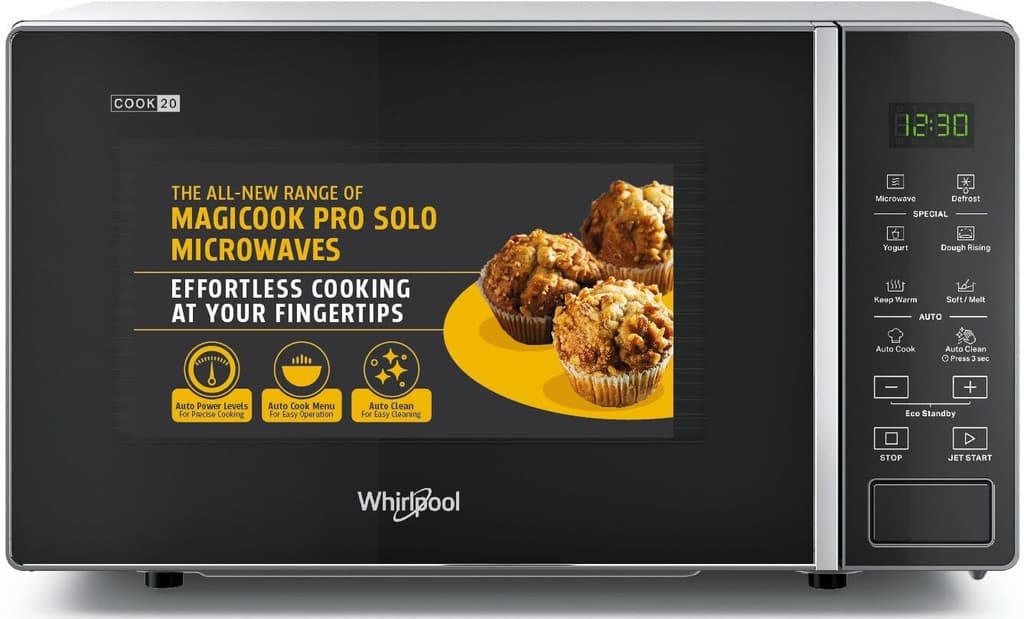 Whirlpool 20 L 18 Auto Cook Recipes, Feather Touch Membrane Solo Microwave Oven