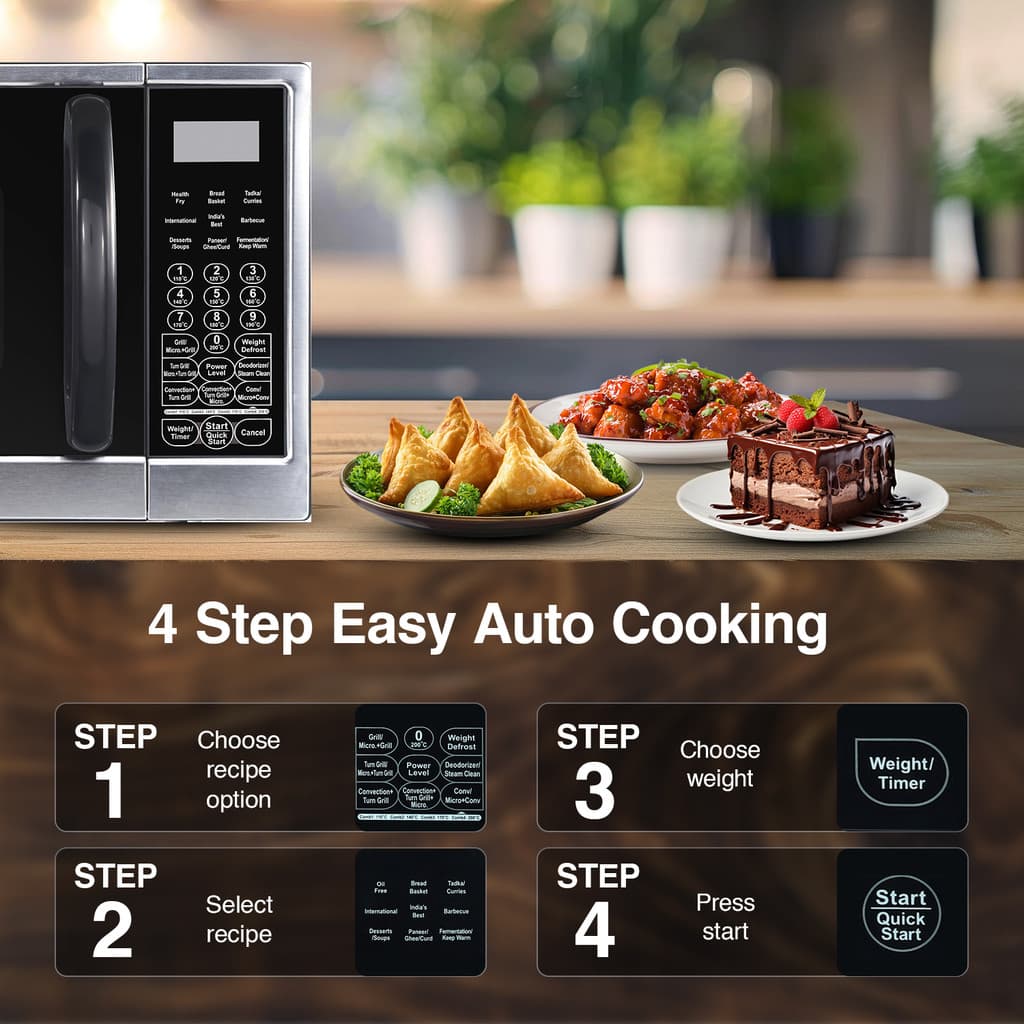 Godrej 30 L Rotisserie, Stainless Steel Cavity, Dual Grill Technology and 375 Instacook Menus Convection Microwave Oven