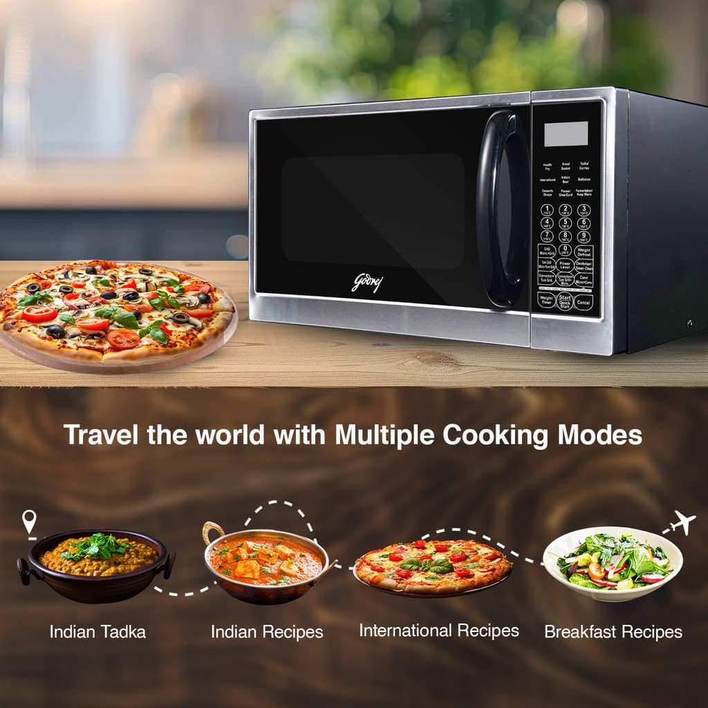 Godrej 30 L Rotisserie, Stainless Steel Cavity, Dual Grill Technology and 375 Instacook Menus Convection Microwave Oven