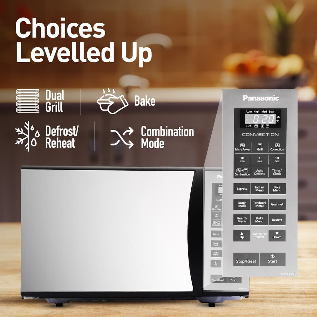 Panasonic 23 L 360 degree Heat Wrap, stainless steel cavity,Express cooking Solo Microwave Oven