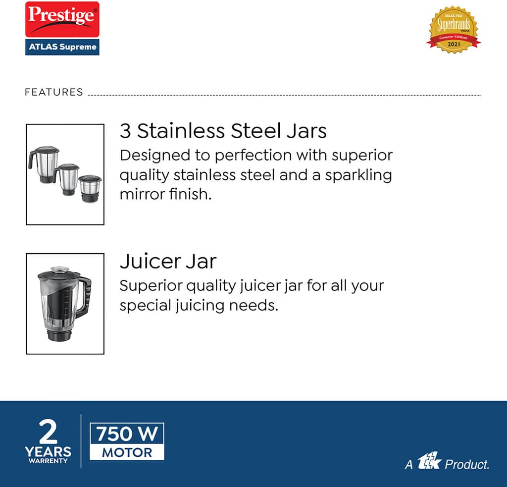 Prestige Supreme 750 W Juicer Mixer Grinder
