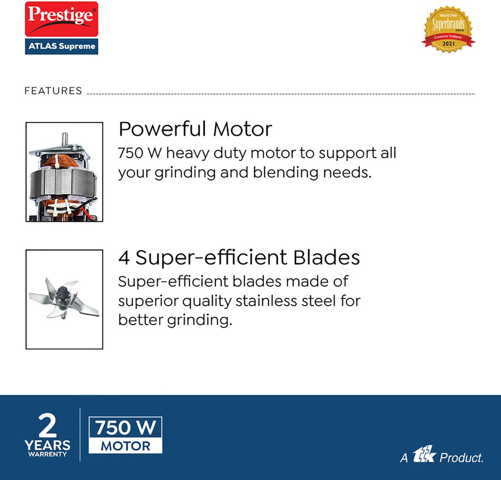 Prestige Supreme 750 W Juicer Mixer Grinder