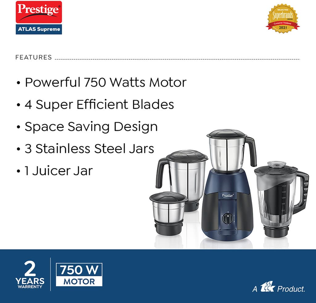 Prestige Supreme 750 W Juicer Mixer Grinder