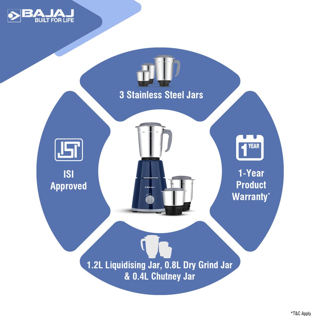 BAJAJ GX 1 500 W Juicer Mixer Grinder