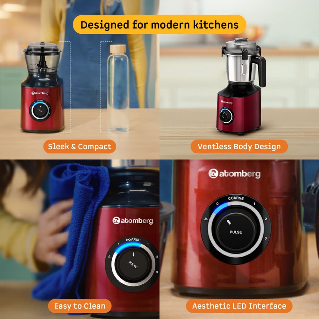 Atomberg Zenova MG With Unique Coarse Mode | Intelligent Powerful BLDC Motor | 550 W Mixer Grinder