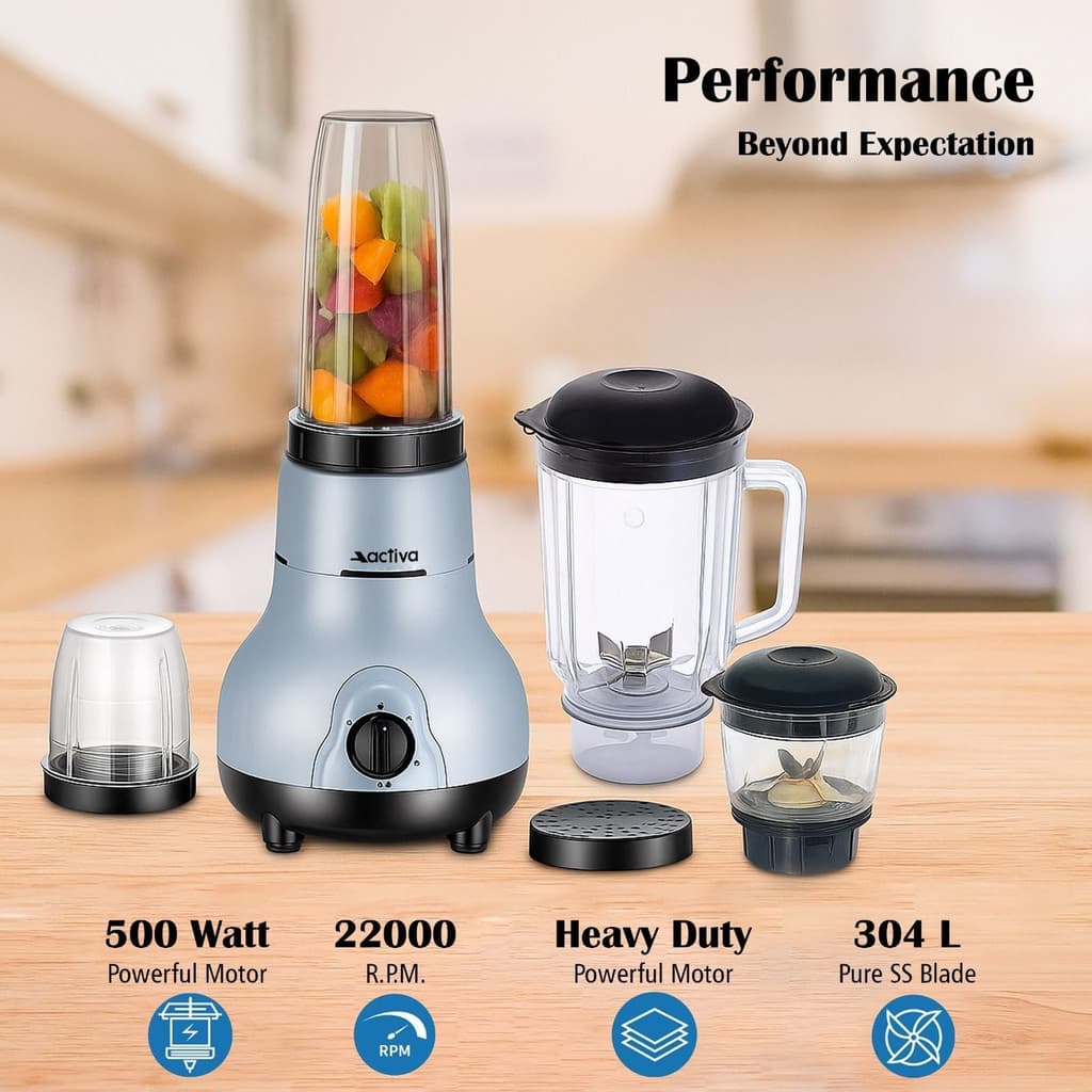 ACTIVA 4 Jars 500 W Juicer Mixer Grinder