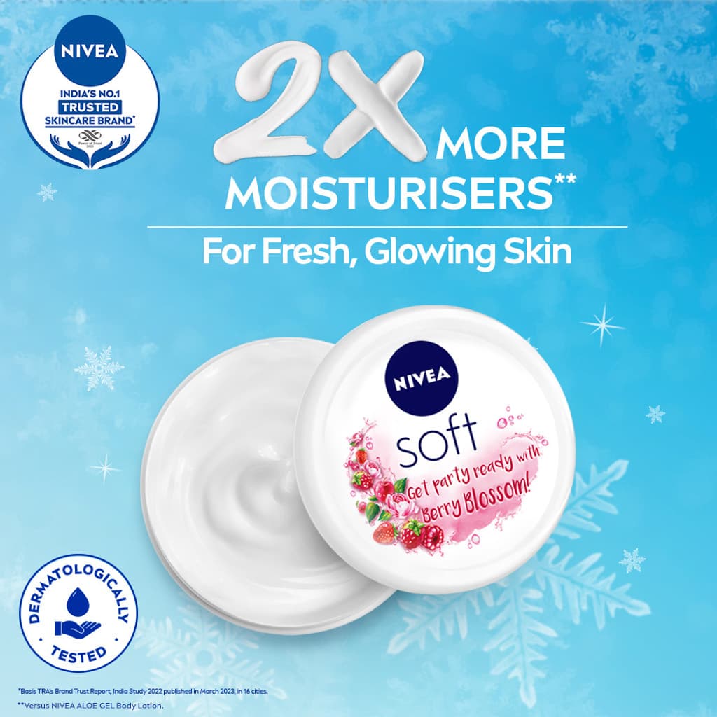 NIVEA Cherry Fruity Shine Lipbalm + Soft Light Moisturizing Cream Berry Blossom Cherry/Berry