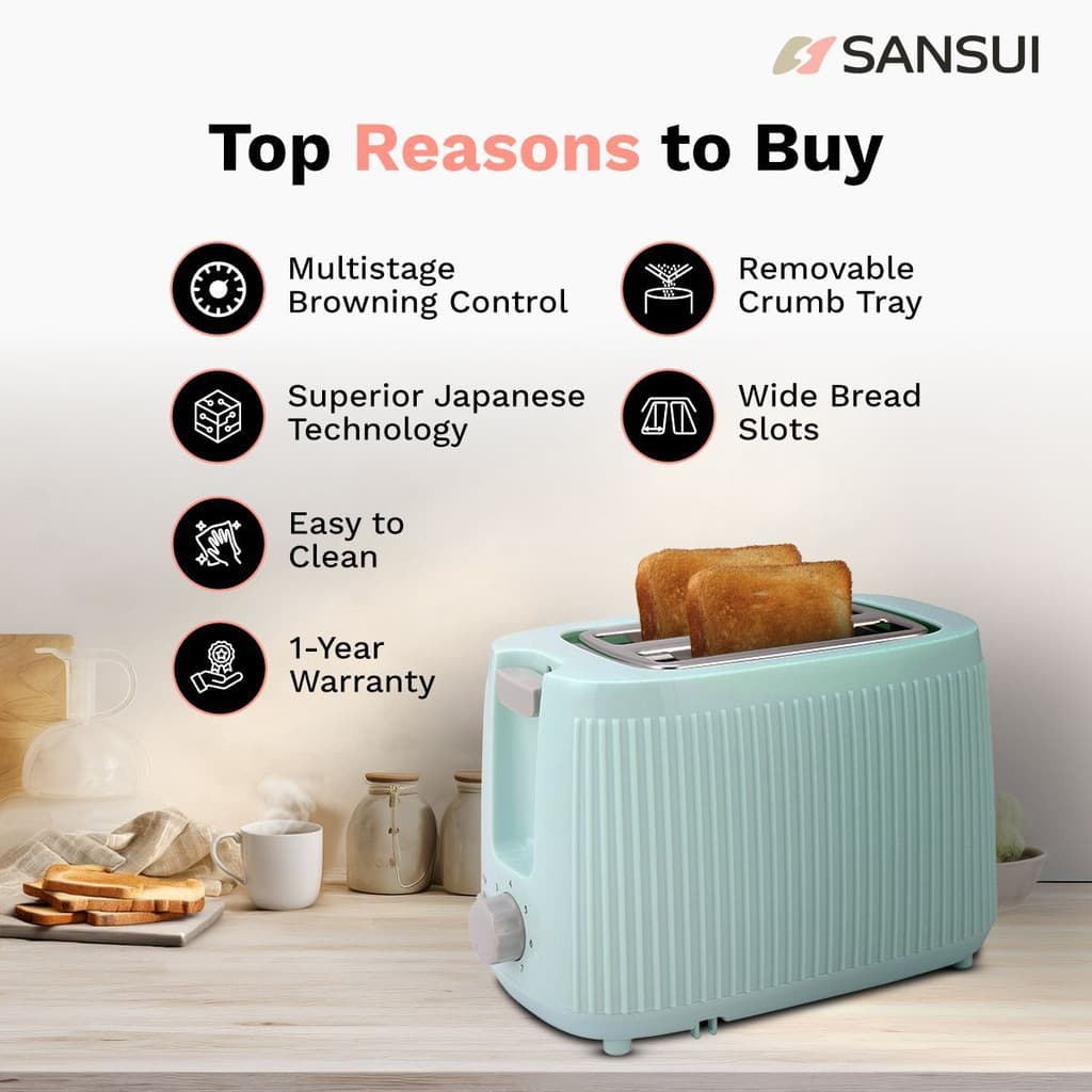 Sansui Prima 2 Slice 600 W Pop Up Toaster