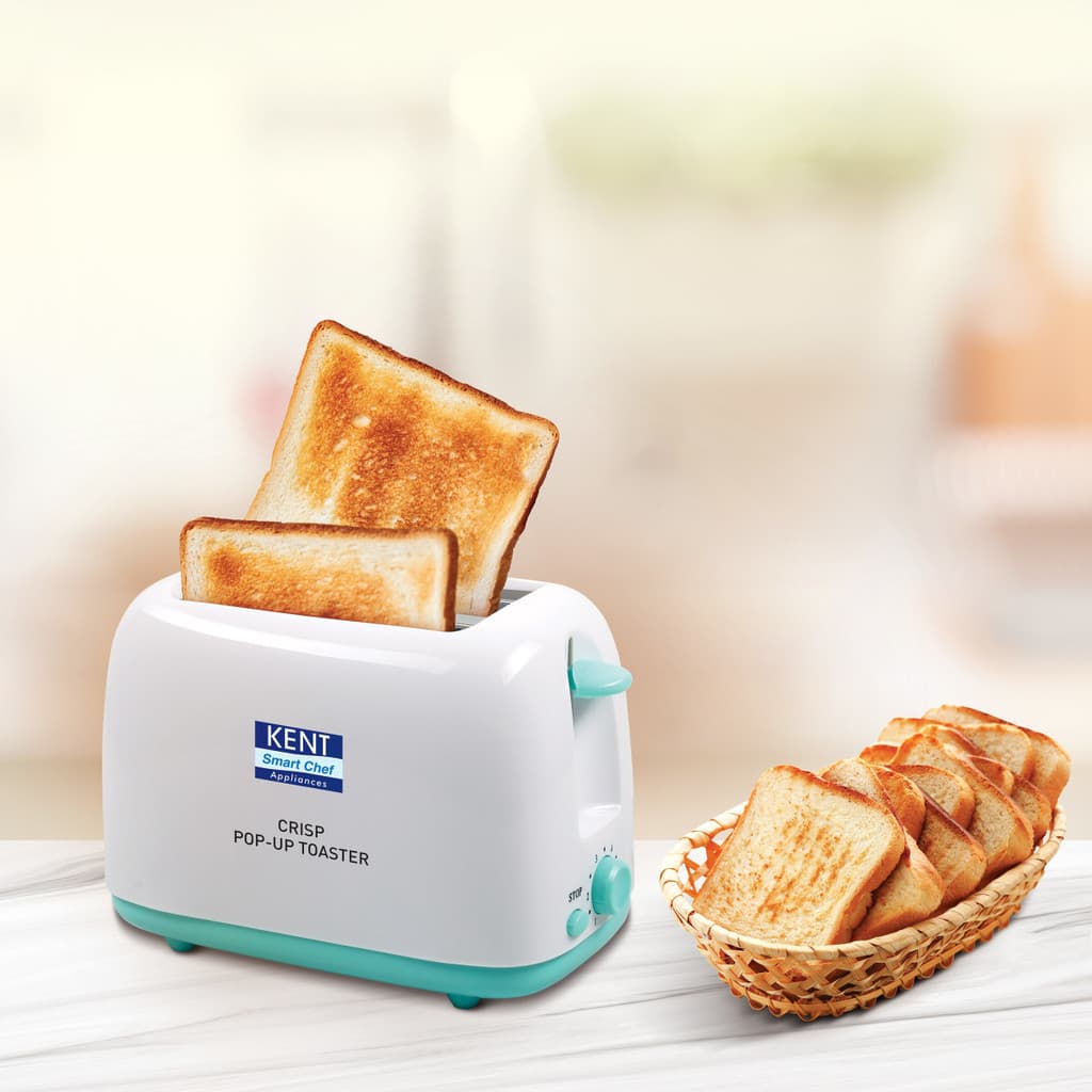 KENT Crisp Pop Up Toaster|6 Heating Modes |Auto Shut Off|Removable Bread Crumbs Tray 750 W Pop Up Toaster