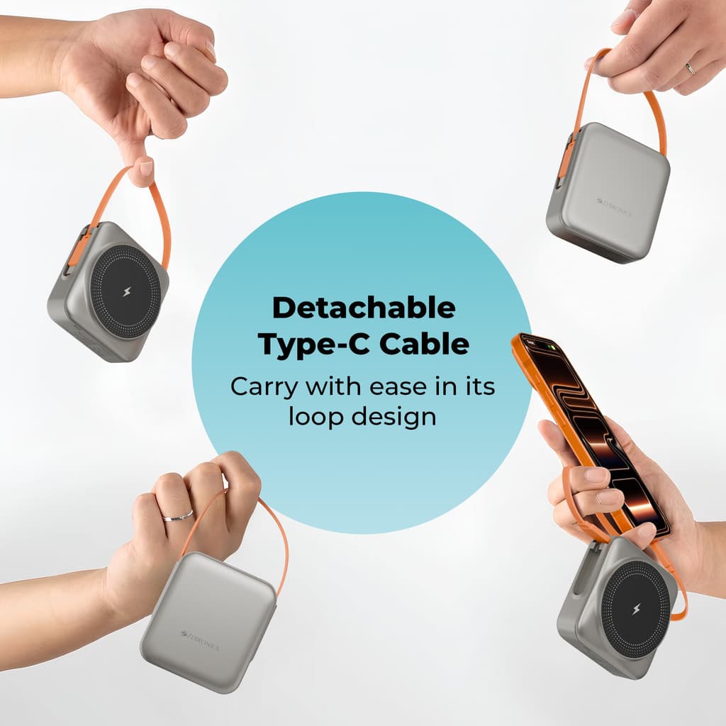 ZEBRONICS 10000 mAh 22.5 W Wireless With MagSafe Pocket Size Power Bank