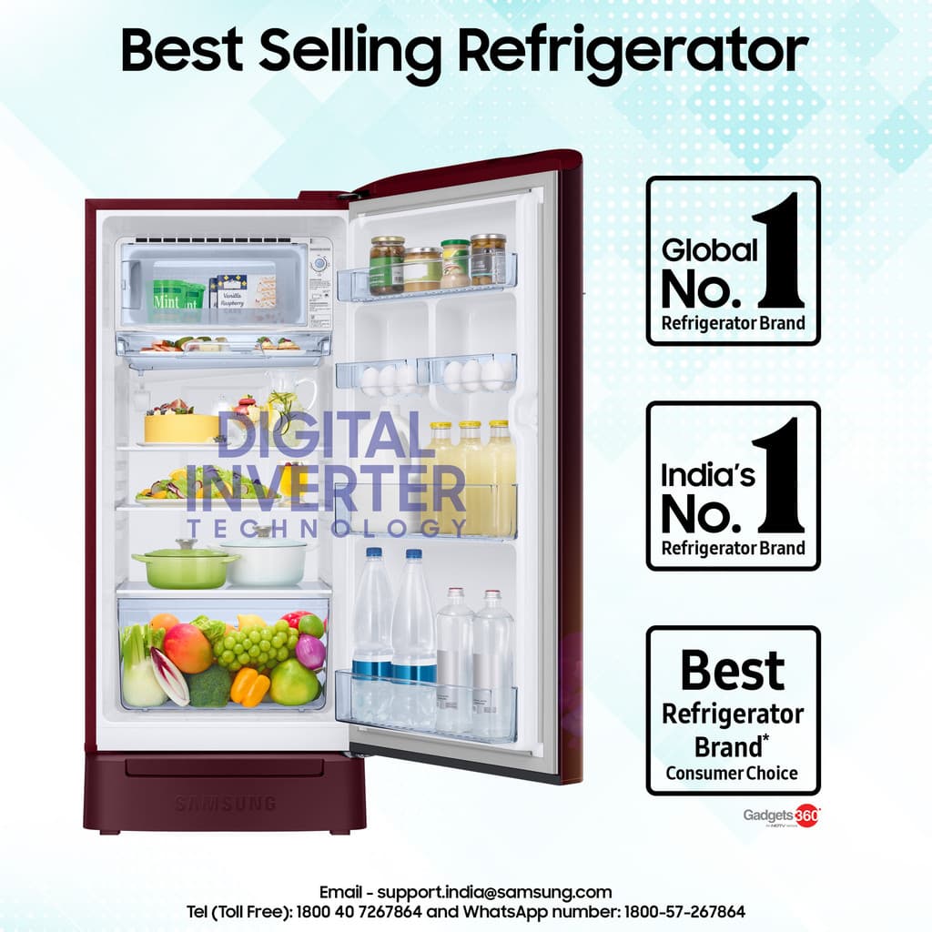Samsung 189 L Direct Cool Single Door 4 Star Refrigerator with Base Drawer