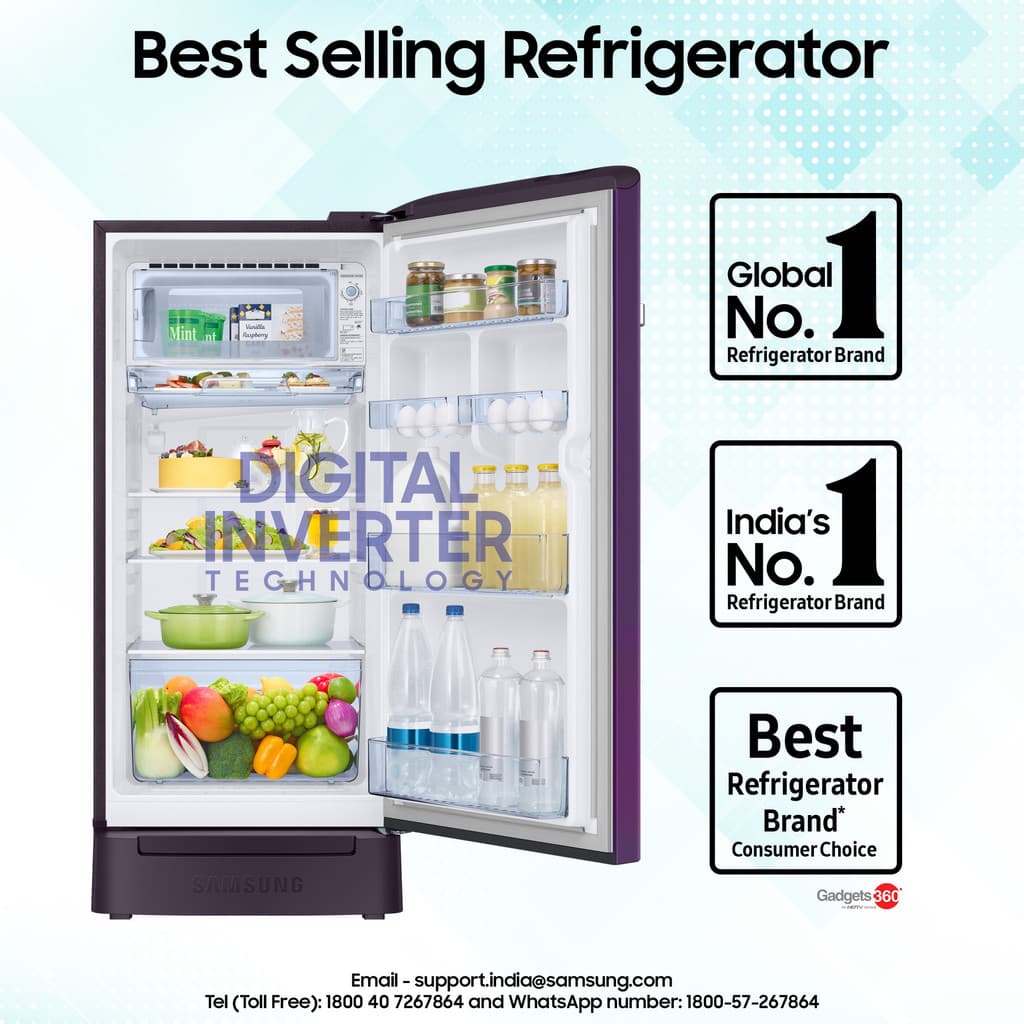 Samsung 189 L Direct Cool Single Door 5 Star Refrigerator with Base Drawer