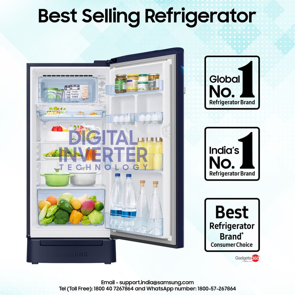 Samsung 189 L Direct Cool Single Door 5 Star Refrigerator with Base Drawer