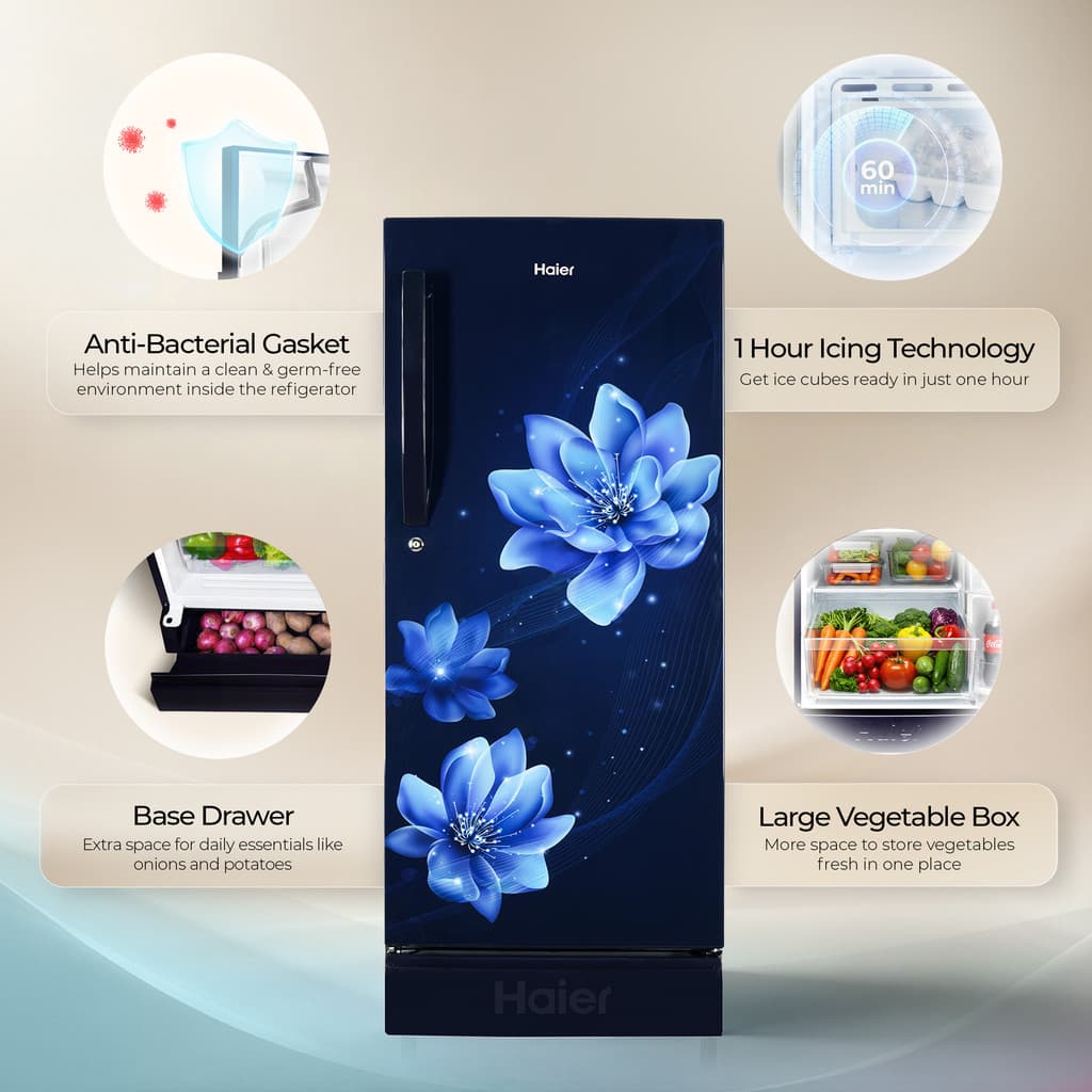 Haier 190 L Direct Cool Double Door 4 Star Refrigerator with Base Drawer